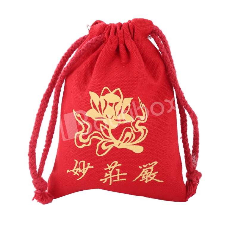 red cotton bag